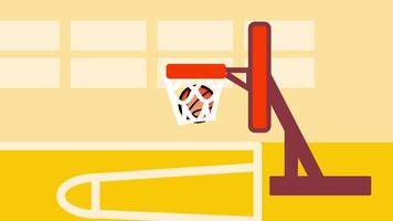 animation of playing basketball and get point score by throwing into the ring video