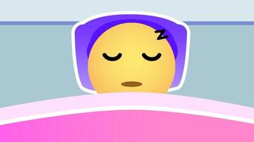 Animation of sleeping on the bed with the comfort blanket video