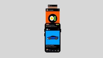Animation of scrolling update feeds, photos, activity in the media social video