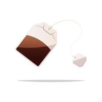 Paper tea bag with empty label isolated on white background. vector