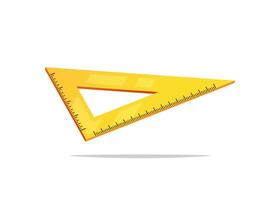 Yellow triangle ruler isolated on white background. vector