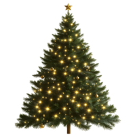 Christmas Tree with Sparkling Lights and Golden Star Topper png