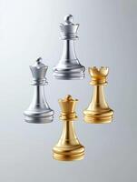 Futuristic 3d chess pieces suspended mid air photo