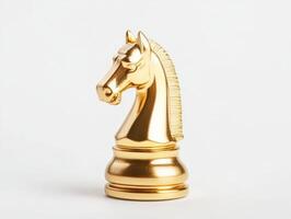 Levitating golden knight chess piece with elegant angled design for strategic decor photo