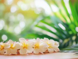 Minimalist design featuring traditional Hawaiian lei with tropical flowers photo