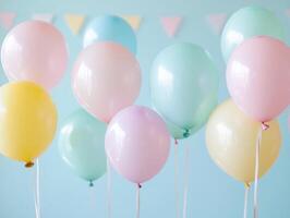 Colorful pastel balloons for festive celebrations and party decor photo