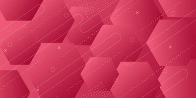 Abstract background of molecules with bright pink gradient. Hexagonal structure shape. Presentation study. Hexagonal lattice molecular structure. Eps10 vector