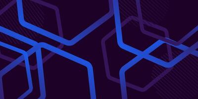 Abstract futuristic geometric background with bright blue hexagons and purple gradient overlapping shapes background design. eps10 vector