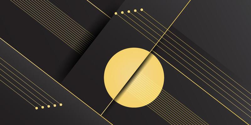 Abstract geometric background of diagonally overlapping grey rectangles with gold stripes. Luxurious background with modern 3D bronze style.