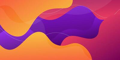 Red and orange geometric business banner design. Creative banner design with wave shape and line pattern as template. Simple design on purple horizontal banner. eps10 vector