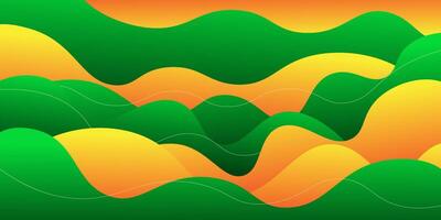 Modern green and orange geometric business banner design. Creative banner design with wave and line shape as template. Simple horizontal banner. Eps10 vector