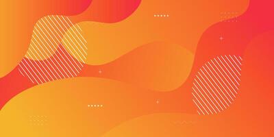 Abstract colorful orange background with wavy fluid shapes with geometric patterns. Bright orange background design. Cool and modern concept. Eps10 vector