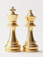 Elegant golden chess pieces floating in serenity for game design inspiration photo