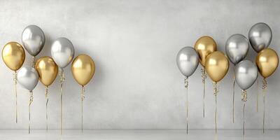Elegant minimalist birthday theme with metallic balloons design for celebrations photo