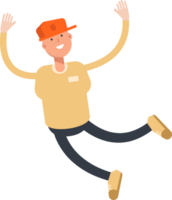 Man Wearing Cap Character Relaxing and Jumping png