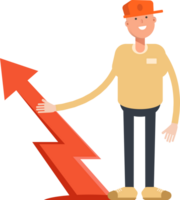 Man Wearing Cap Character and Arrow Chart png
