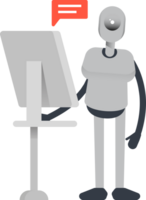 Humanoid Robot Character Working on Computer png