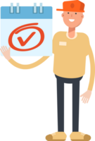 Man Wearing Cap Character and Check Mark Sign png