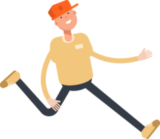 Man Wearing Cap Character Running Illustration png