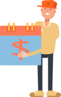 Man Wearing Cap Character and Payment Date Calendar png