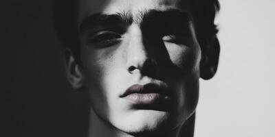 A Striking Portrait Showcasing Dramatic Lighting and Shadows to Create Greater Visual Impact photo