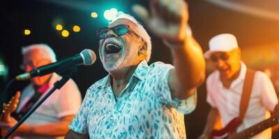 An Energetic and Enthusiastic Performance by Passionate Musicians at a Vibrant Event photo