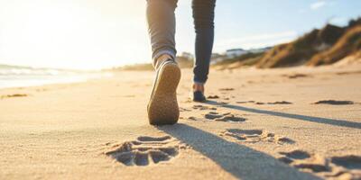 Walking along the beautiful beach during the mesmerizing sunset is truly a magical experience photo