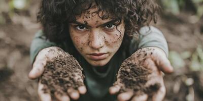 A Child Connecting with Nature in a Beautiful Way through Engaging Soil Exploration Activities photo
