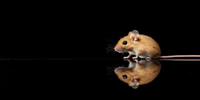A CloseUp Image of an Adorable Mouse Resting on a Reflective Surface, Captured Beautifully photo