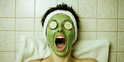 Enjoy a Relaxing Spa Day complete with soothing Green Facial Mask and refreshing Cucumbers photo