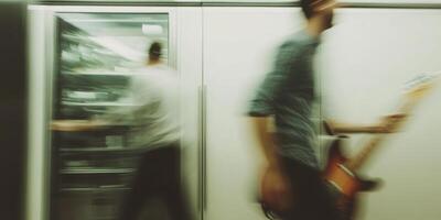 Dynamic Movement within a Thriving Urban Setting Enhanced by a Captivating Musical Element photo