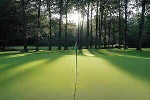 Sunlit Golf Course with Perfect Green photo