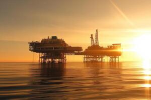 Offshore Oil Platform at Sunset photo