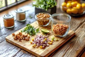 Vibrant Chickpea Salad Prep with Fresh Ingredients photo