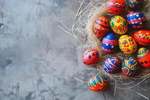 Colorful Easter Eggs Nest photo