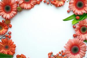 Vibrant Floral Frame with Coral Blooms photo