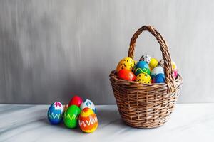 Easter Basket of Vibrant Eggs photo