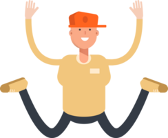 Man Wearing Cap Character Jumping png