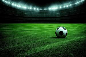 Illuminated Soccer Stadium with Ball photo