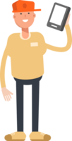 Man Wearing Cap Character Talking on Smartphone png