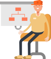Man Wearing Cap Character Presenting Organization Chart png
