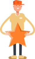 Man Wearing Cap Character Holding Star png