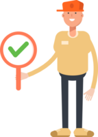 Man Wearing Cap Character Showing Check Mark png
