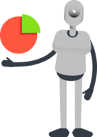Humanoid Robot Character Holding Pie Chart png