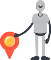 Humanoid Robot Character and Location Pin png