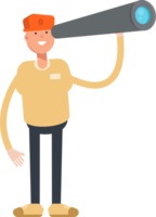 Man Wearing Cap Character Using Binoculars png