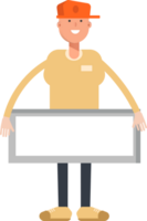 Man Wearing Cap Character and Blank Signage png