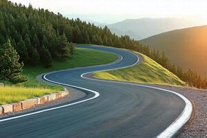 Winding Mountain Road at Sunrise photo
