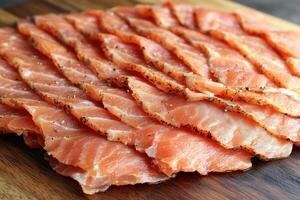 Perfectly Seasoned Sliced Salmon Layers photo