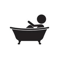 a black and white illustration of a person in a bathtub vector